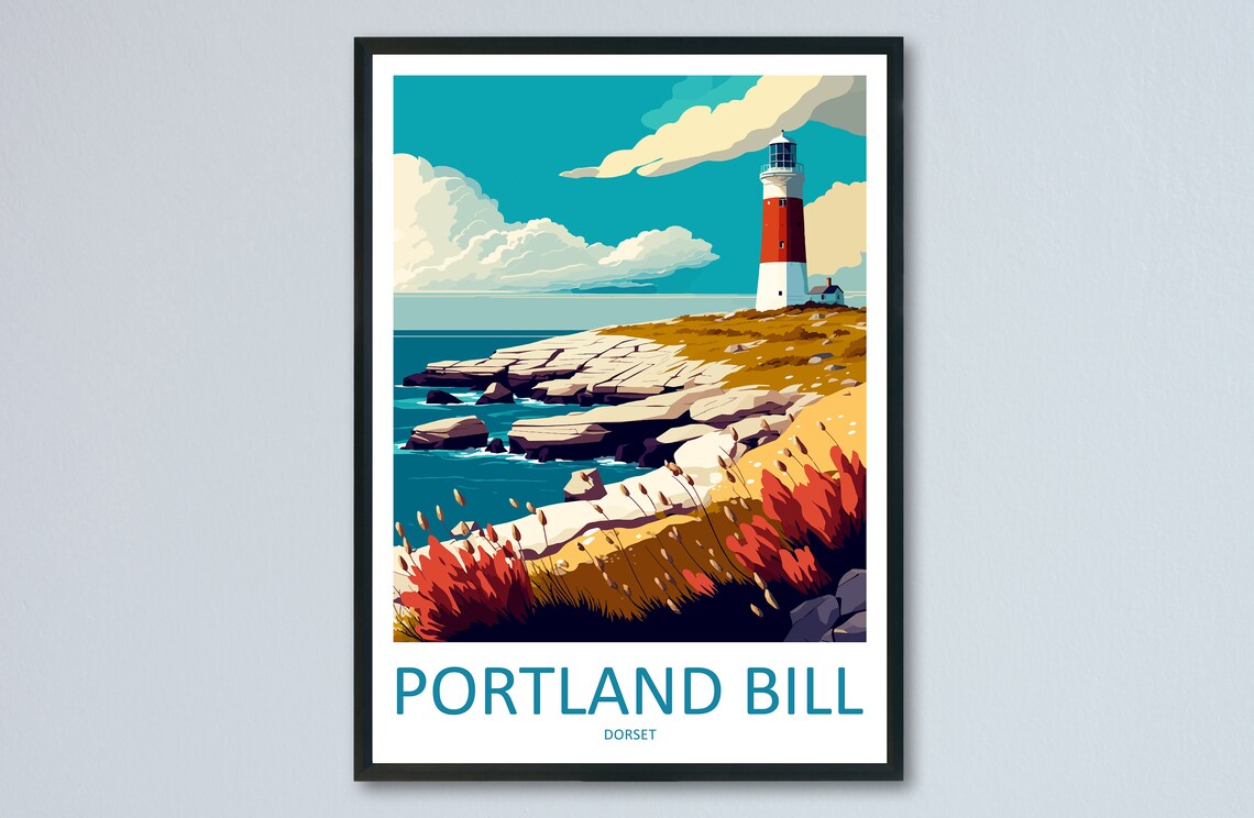 Portland Bill Travel Poster, England Wall Art