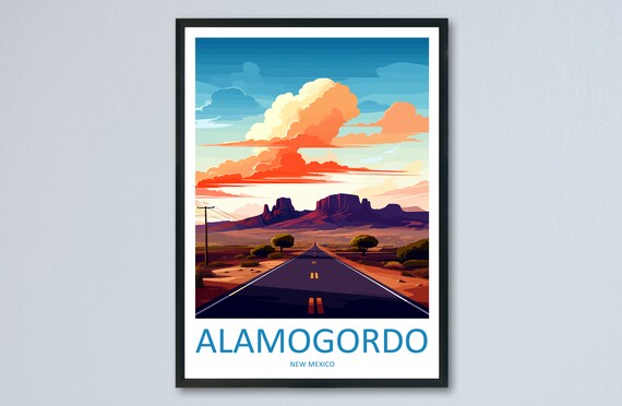 Alamogordo New Mexico Desert Road Under a Dramatic Sky Poster