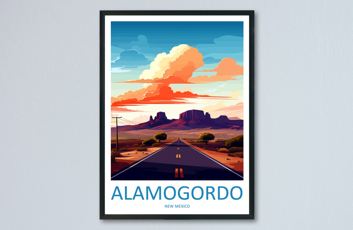 Alamogordo New Mexico Desert Road Under a Dramatic Sky Poster