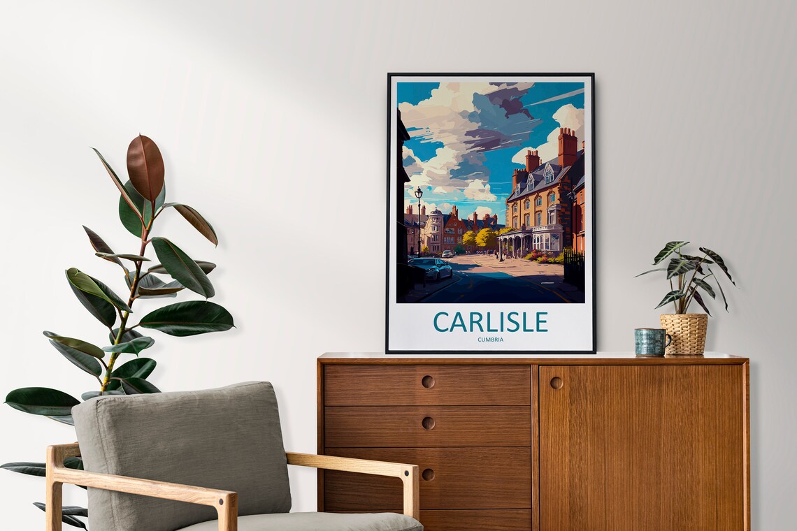 Carlisle Cumbria Historic Street Townhouses England Travel Poster - Image 2