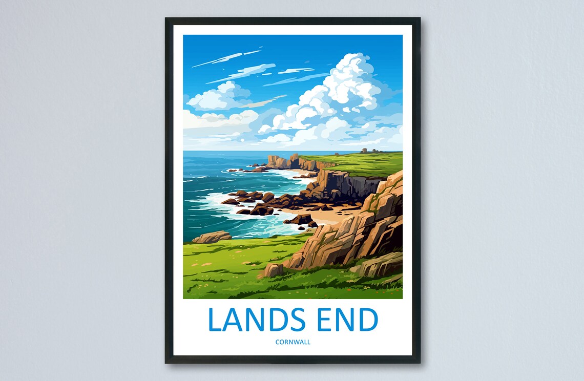 Lands End Travel Poster, Cornwall Wall Art