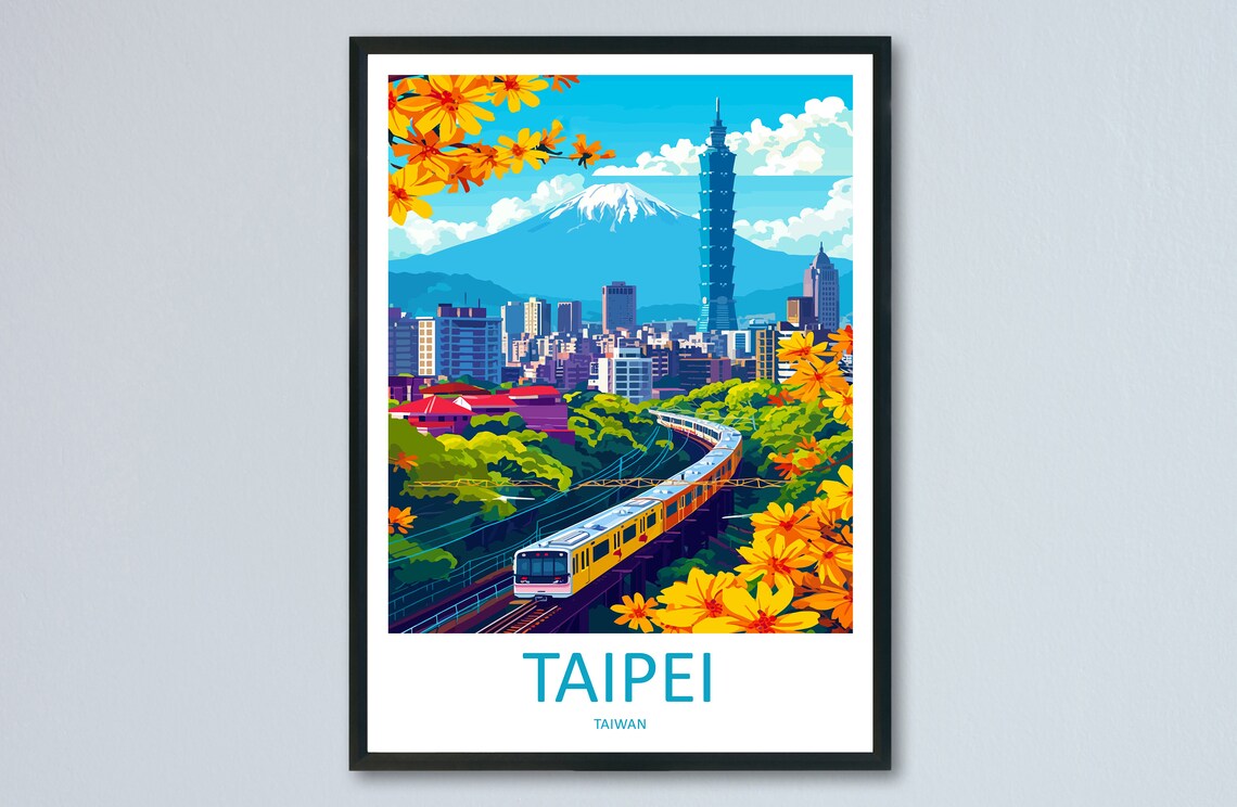 Taipei Travel Poster, Taiwan City Wall Art