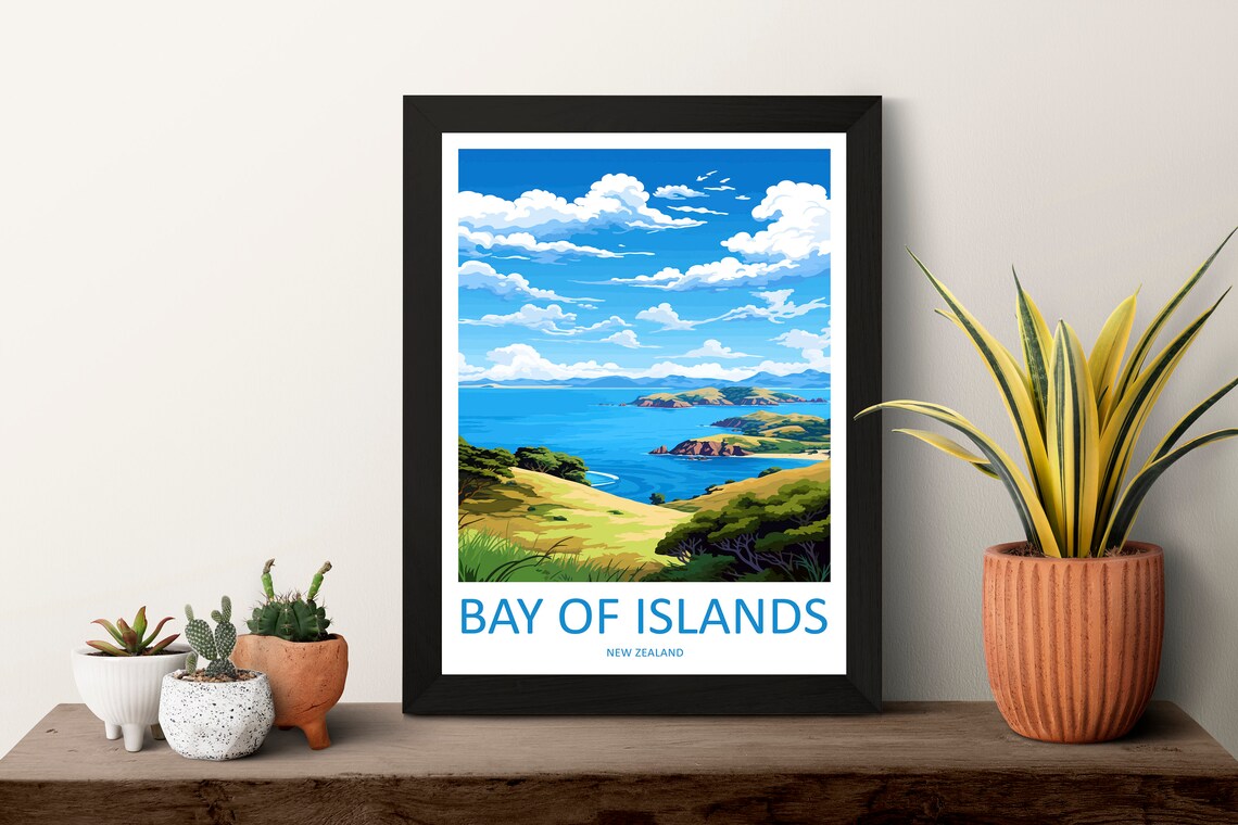 Bay Of Islands Travel Poster, New Zealand Travel Print - Image 3
