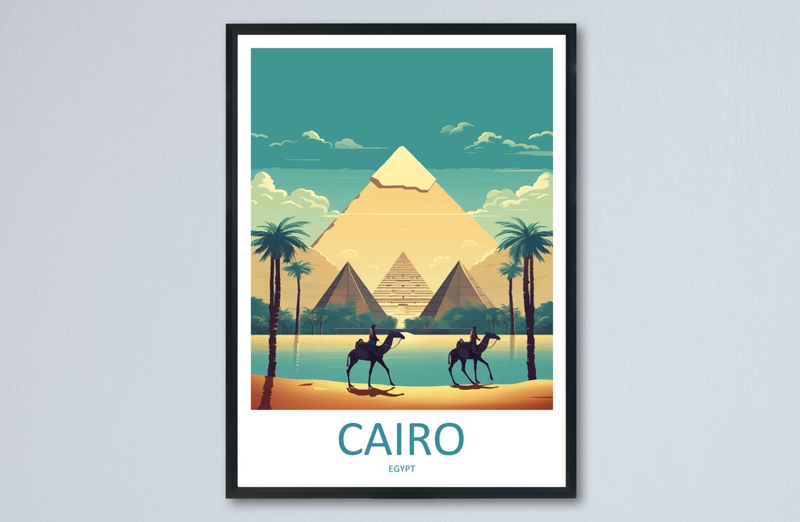 Cairo Travel Poster, Great Pyramids Of Giza