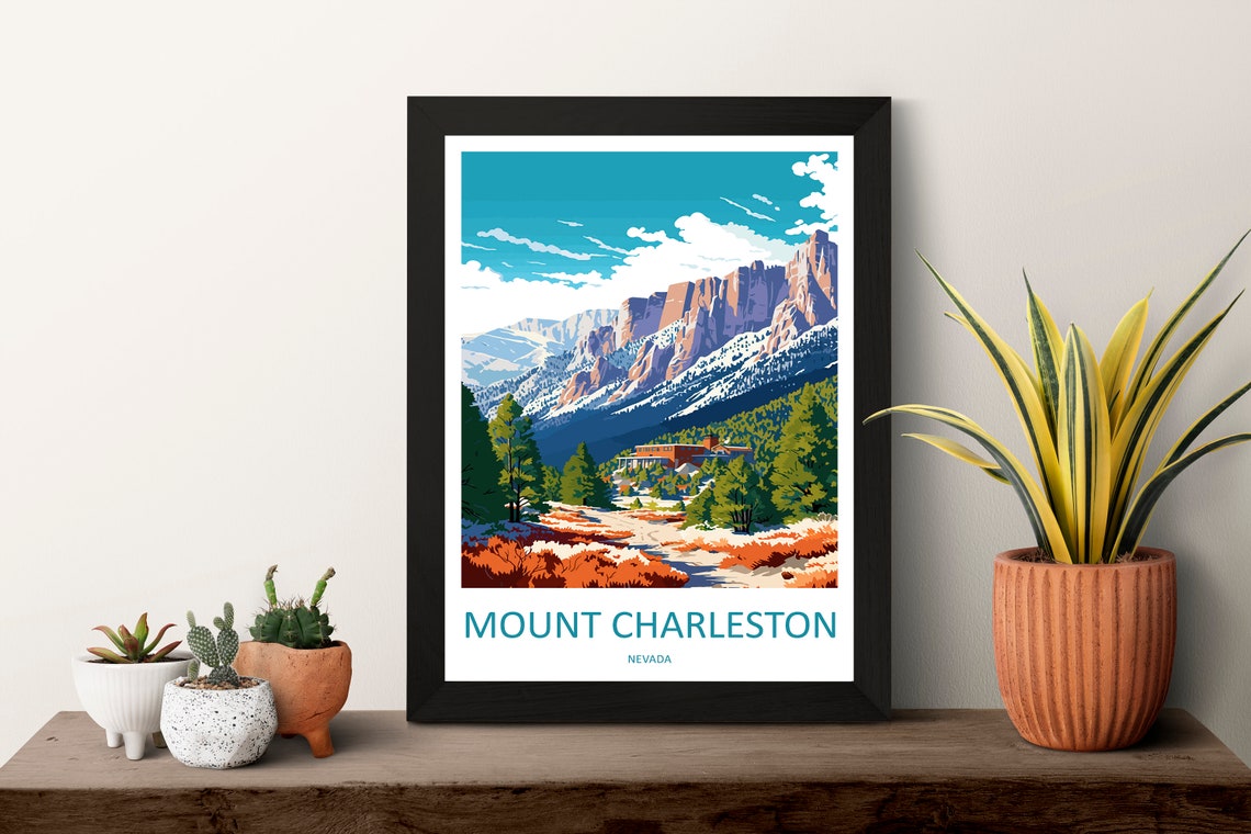 Mount Charleston Nevada Alpine Peak Snowy Lodge Winter Poster - Image 3