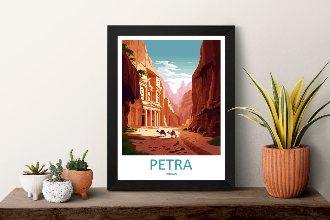 Petra Jordan Treasury Canyon Ancient Desert Sunset Travel Poster - Image 3