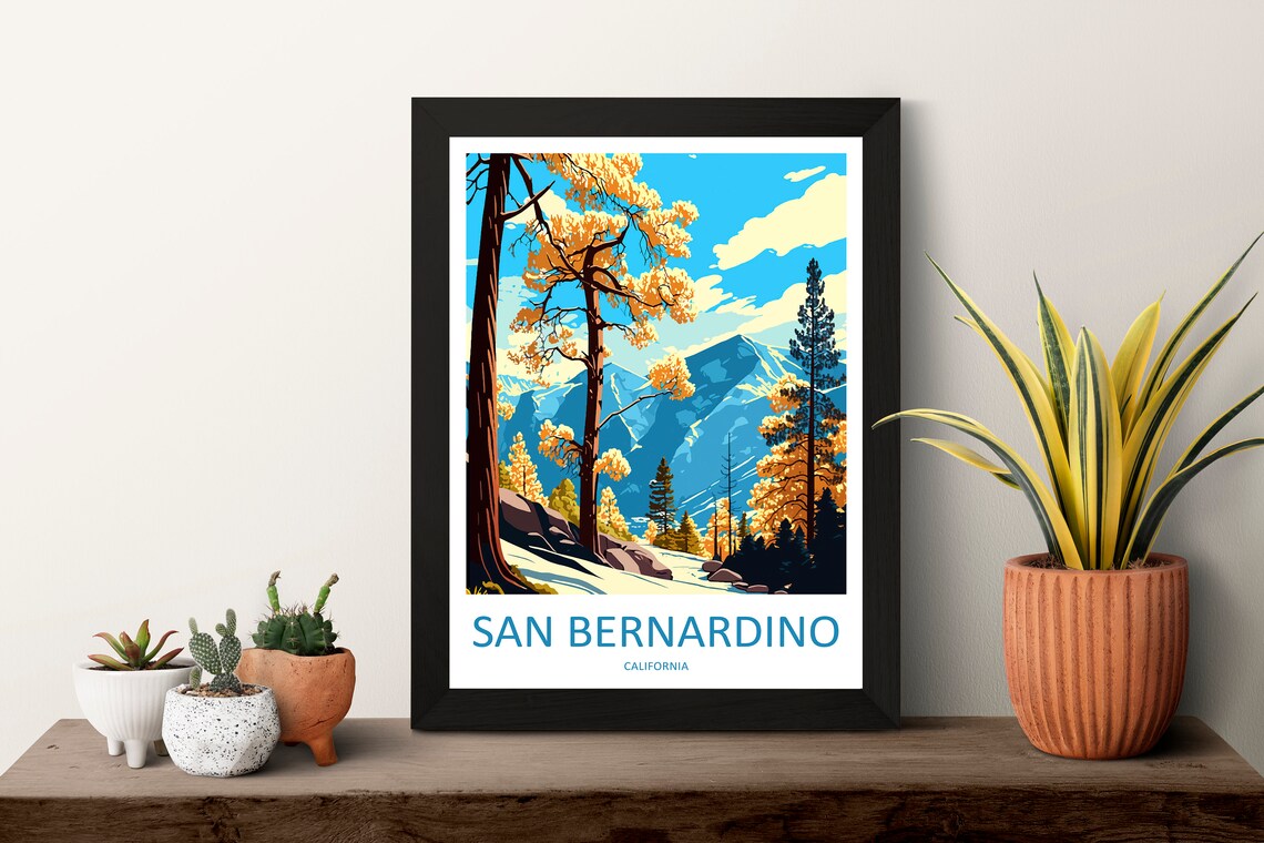 San Bernardino California Mountain Pines Autumn Scenic Travel Poster - Image 3