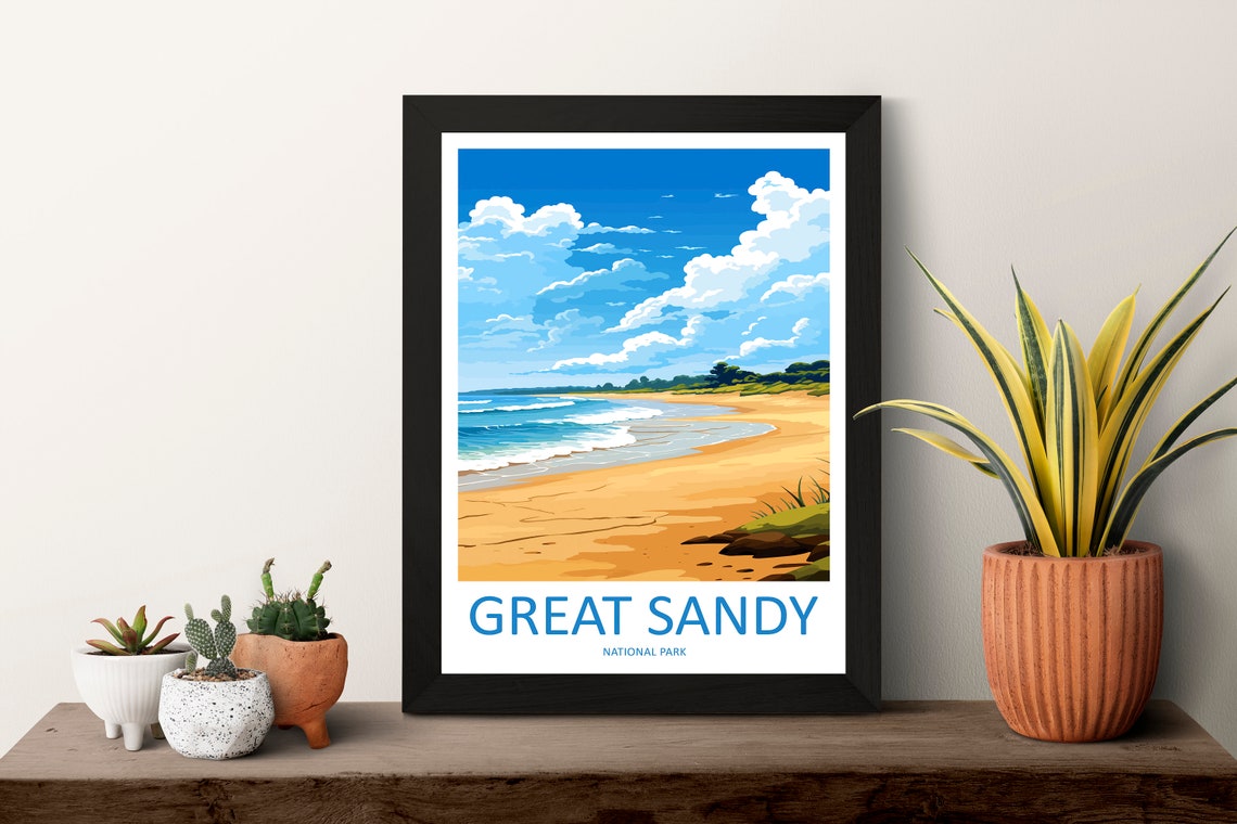 Great Sandy National Park Golden Sand Beach Scene Travel Poster - Image 3