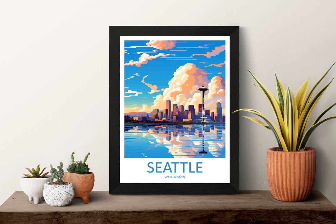 Seattle Travel Poster, Washington DC Gift Art - Image 3