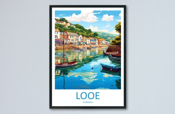 Looe Travel Poster, England Wall Decor