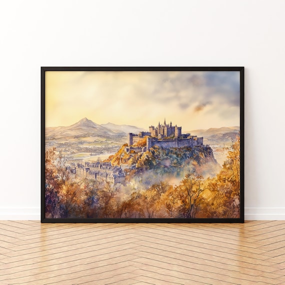 Stirling Castle Scotland Historic Hilltop Castle Watercolor Poster