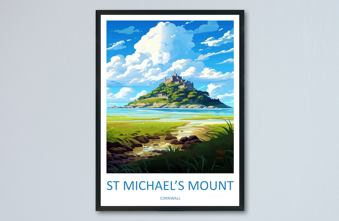 St Michaels Mount Travel Poster, Cornwall Wall Art