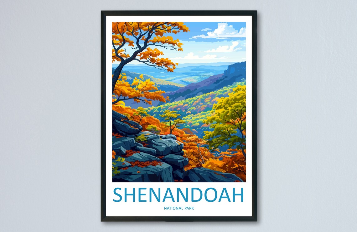 Shenandoah National Park Autumn Foliage Mountain Vista Travel Poster