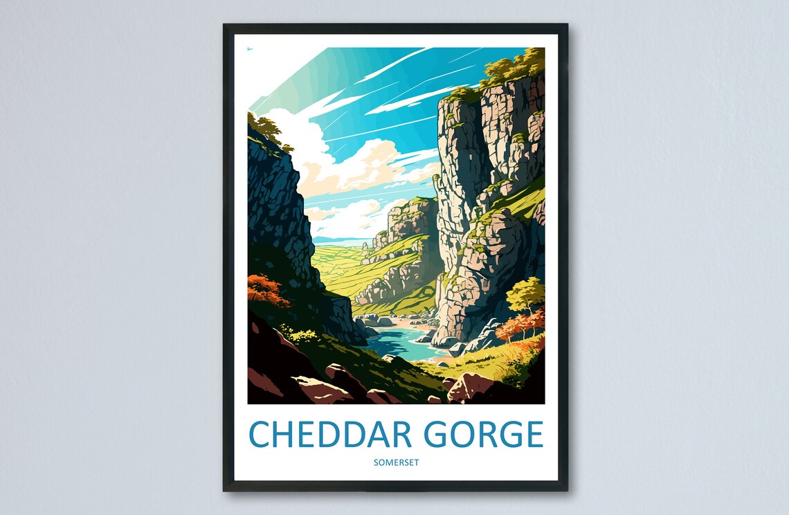 Cheddar Gorge Travel Poster, England Landmark