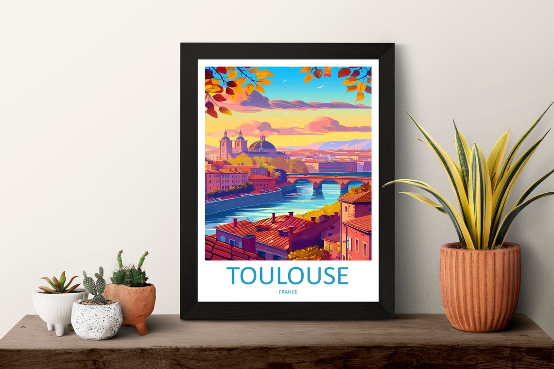 Toulouse Travel Print Wall Art Toulouse Wall Hanging Home Decoration Toulouse France Gift Art Lovers Wall Art Print Art Toulouse Travel Art - Image 3
