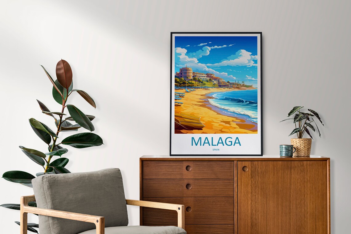 Malaga Travel Print Home Decor Wall Art Print - Image 2