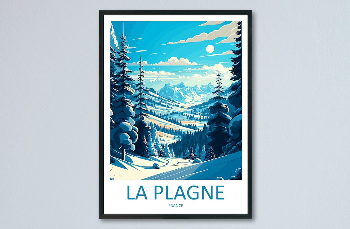 La Plagne Ski Lover Travel Poster