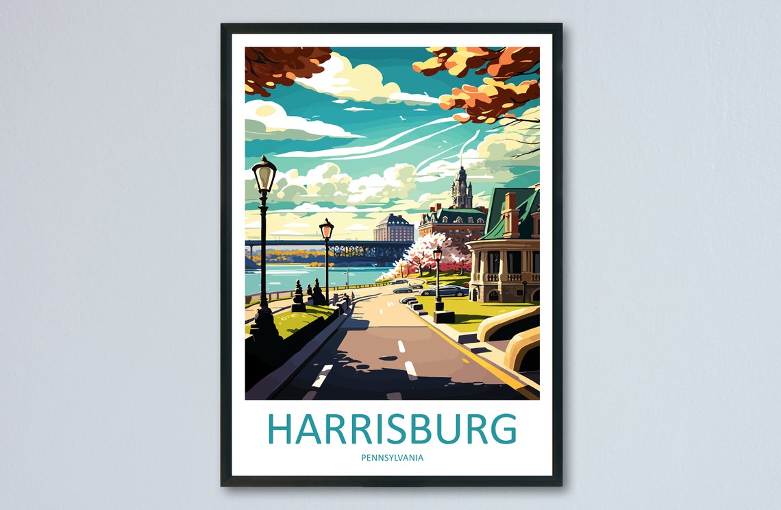 Harrisburg Travel Print Wall Art Harrisburg Wall Hanging Home Dcor Harrisburg Gift Art Lovers Pennsylvania Art Lover Travel Art
