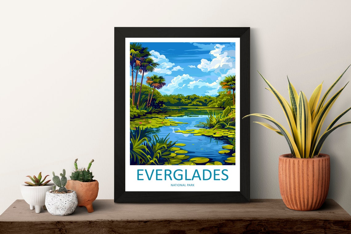 Everglades National Park Florida Marsh Lily Pads Palms Travel Poster - Image 3