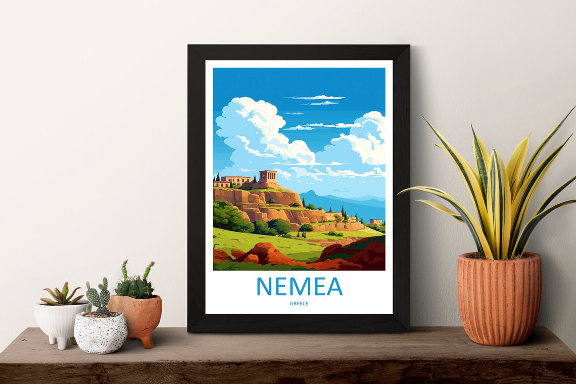 Nemea Greece Ancient Temple Ruins Rocky Hilltop Vista Travel Poster - Image 3