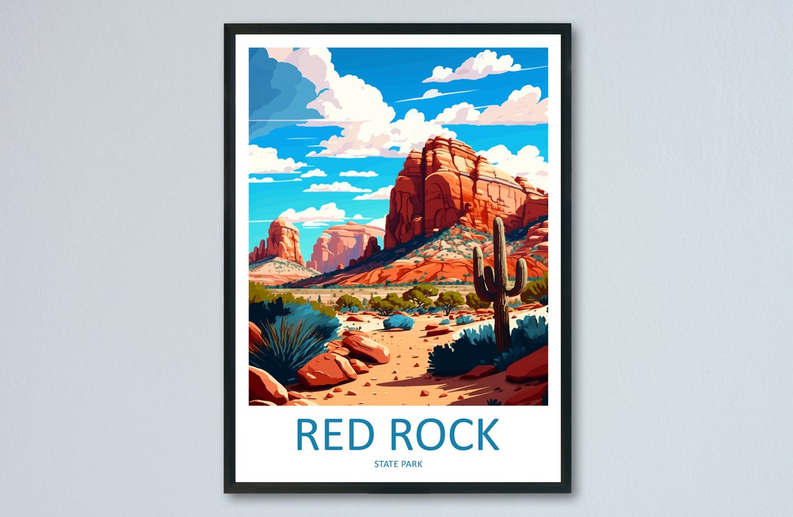 Red Rock State Park Arizona Desert Cactus Formations Day Poster