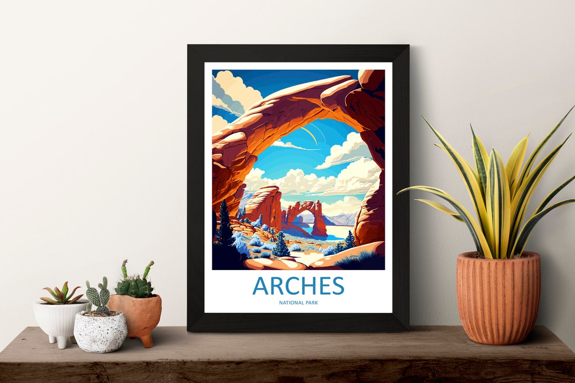 Arches National Park Red Rock Arch Desert Landscape Travel Poster - Image 3