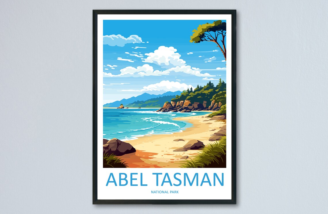 Abel Tasman National Park New Zealand Beach Cove Vintage Poster