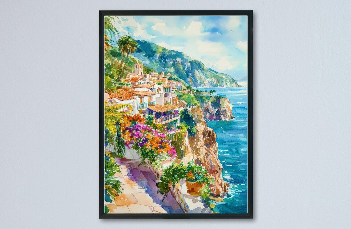 Acapulco Watercolor Poster Wall Art Hanging Home Dcor Gift Lovers Mexico