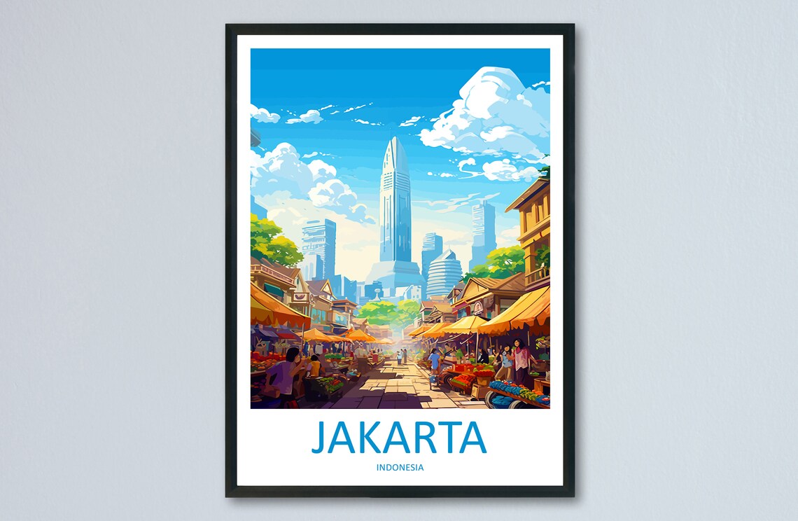 Jakarta Travel Poster, Indonesia Place Print