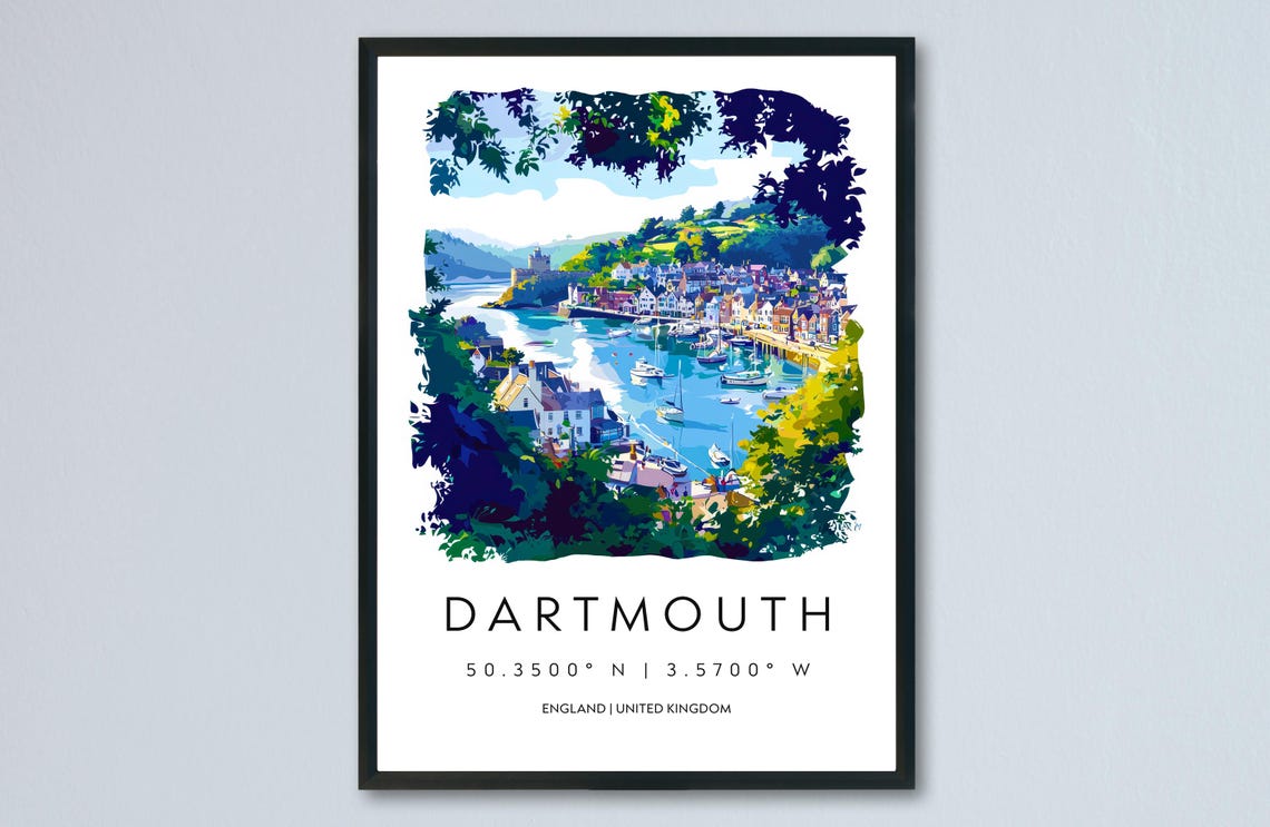 Dartmouth Devon River Estuary Sailing Boats Historic Town Art Poster