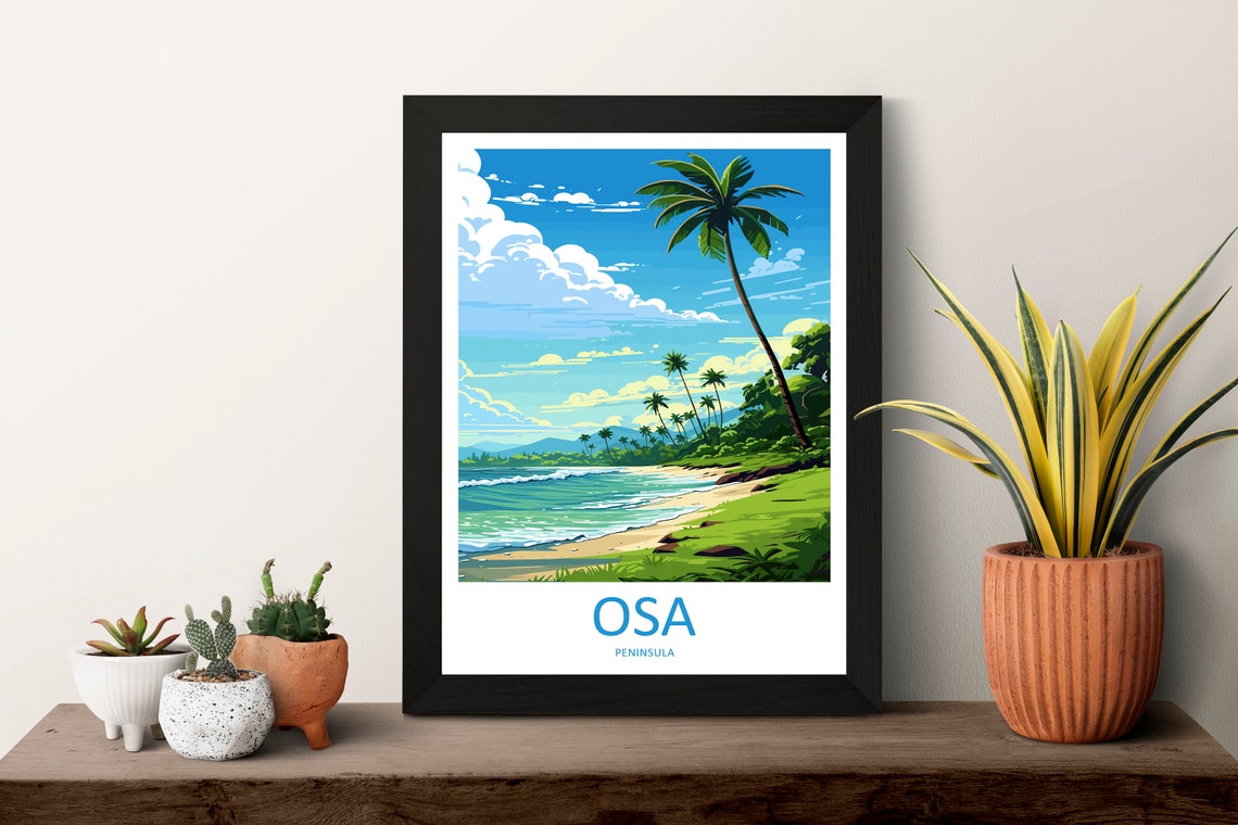 Osa Peninsula Costa Rica Palm Tree Beach Coastal Travel Poster - Image 3