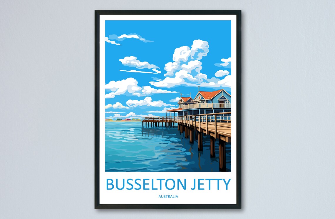 Busselton Jetty Travel Poster, Australia Wall Art