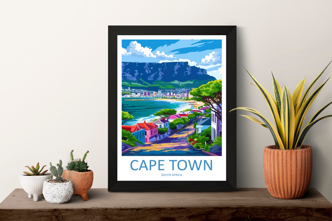 Cape Town South Africa Table Mountain Harbor View Travel Poster - Image 3