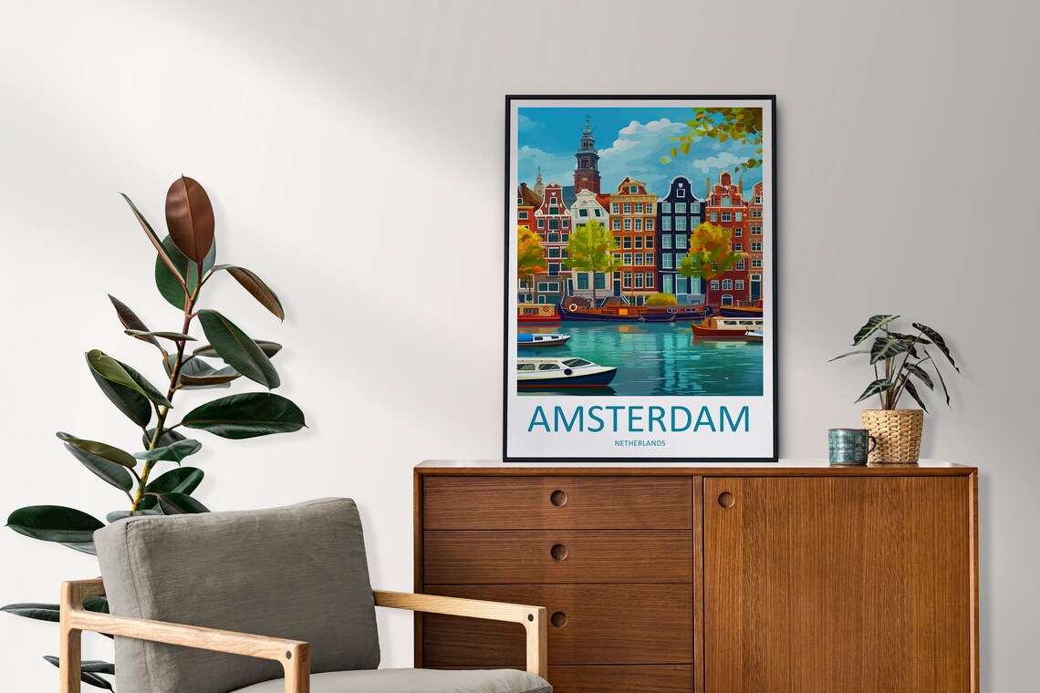 Amsterdam Travel Poster, Netherlands Wall Art - Image 2