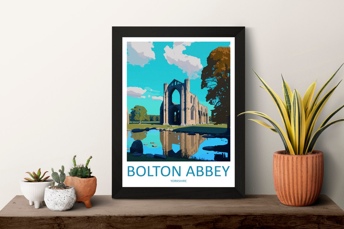 Bolton Abbey Yorkshire Ruins Riverside Reflection View Poster - Image 3