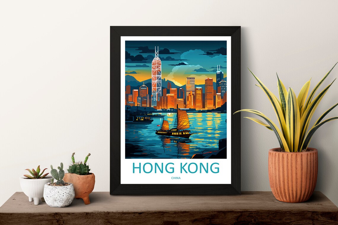 Hong Kong Travel Poster, Asia Wall Decor - Image 3