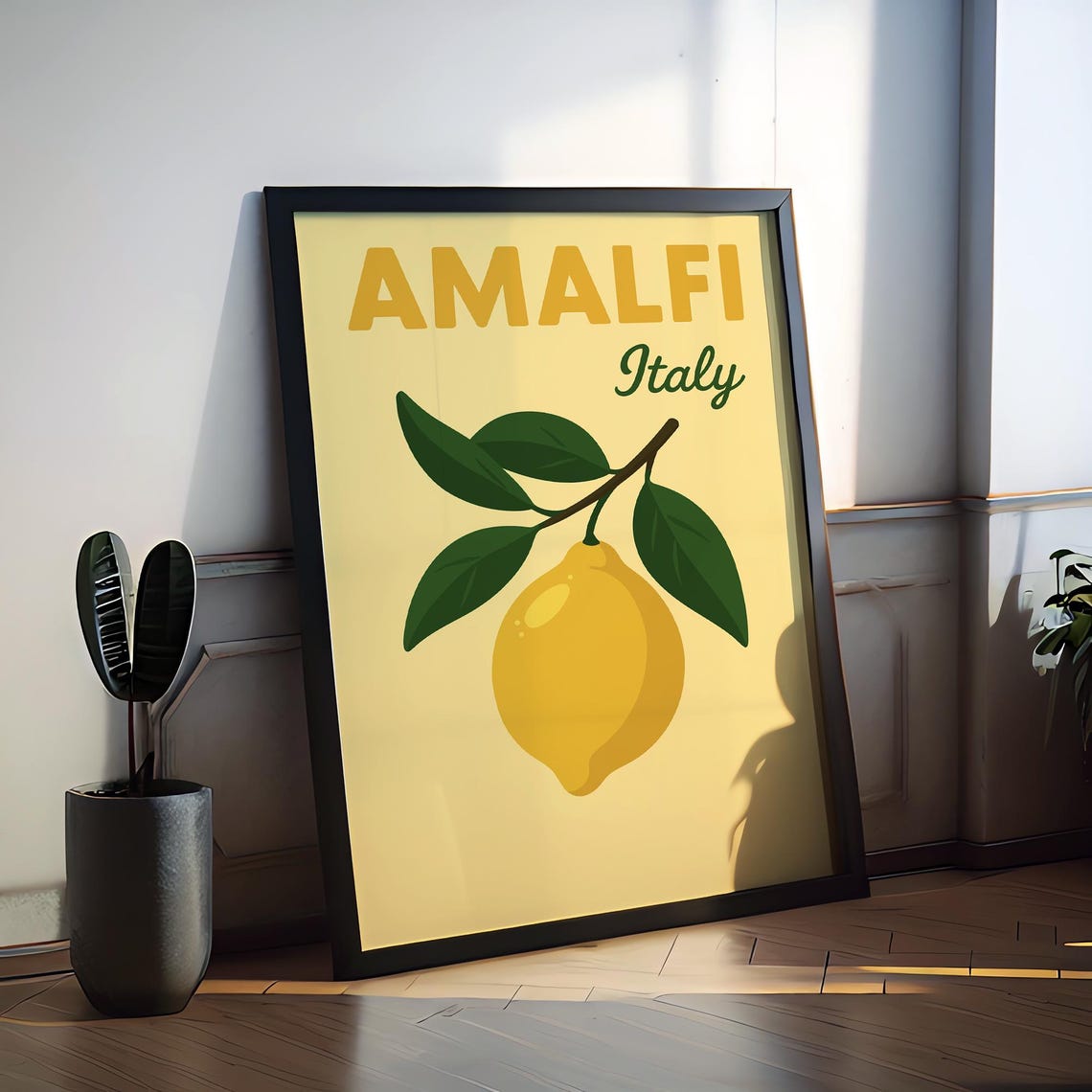 Amalfi Italy Sunny Yellow Lemon Preppy Citrus Coast Travel Poster