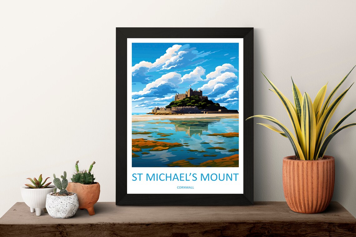 St Michaels Mount Travel Print, Cornwall Wall Art - Image 3