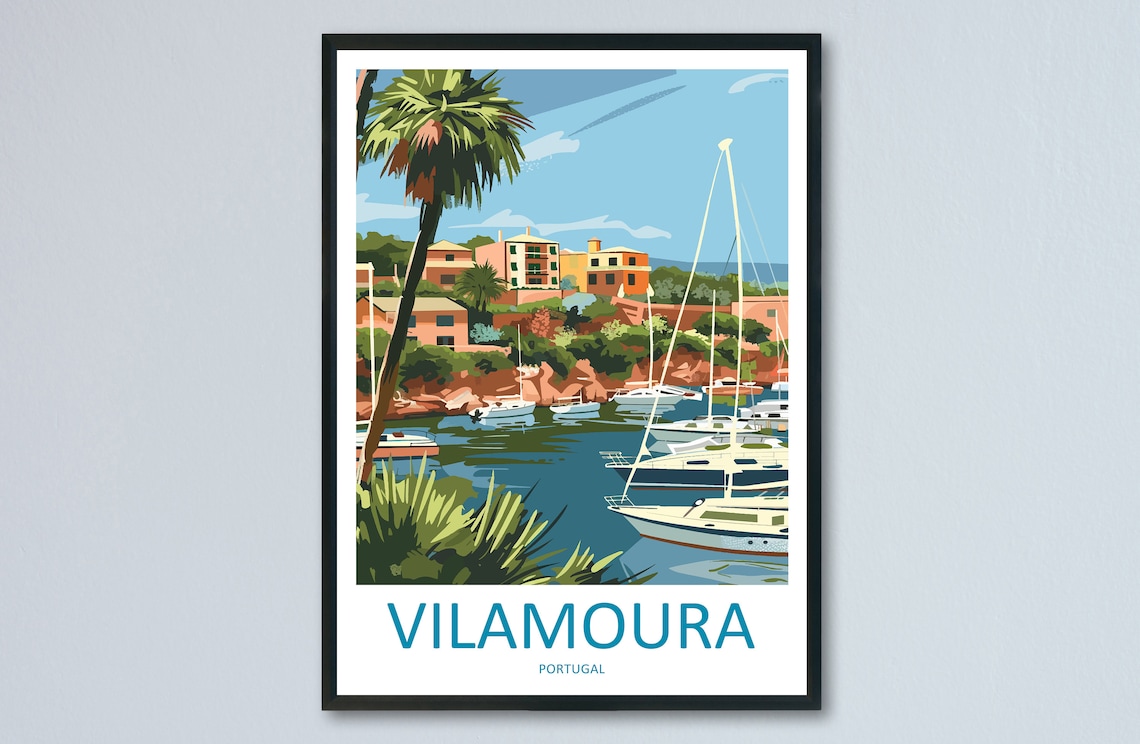 Vilamoura Travel Poster, Place-Inspired Wall Art