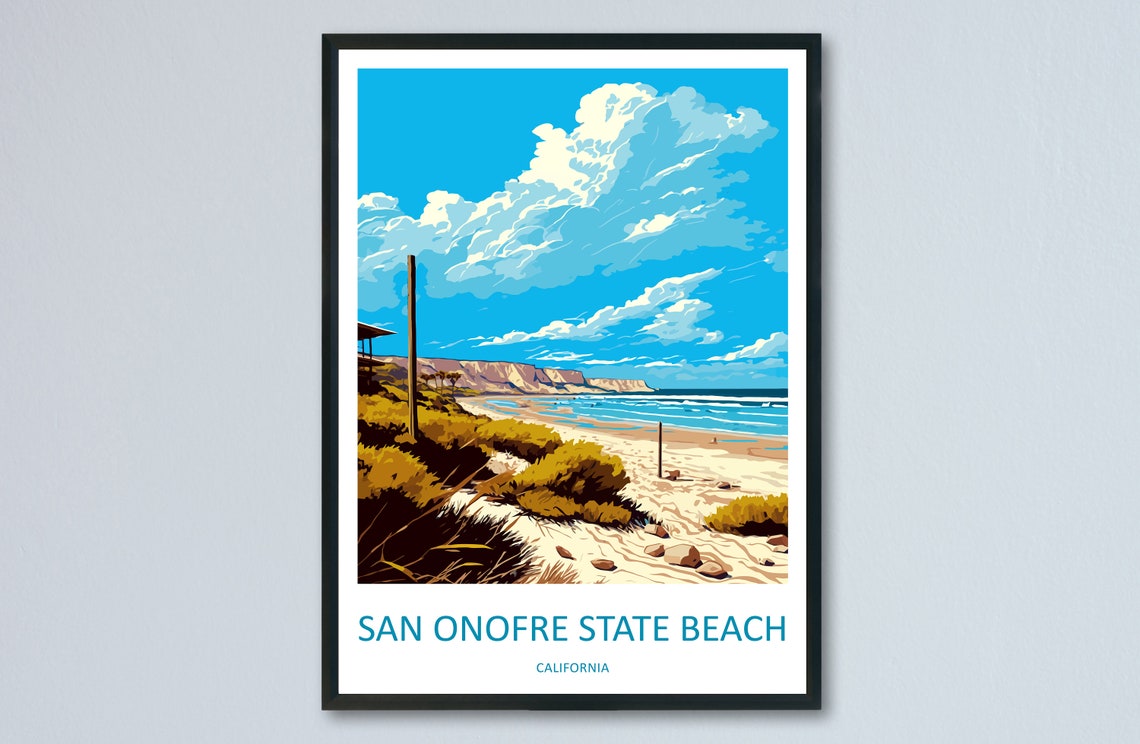 San Onofre State Beach California Retro Coastal Travel Poster