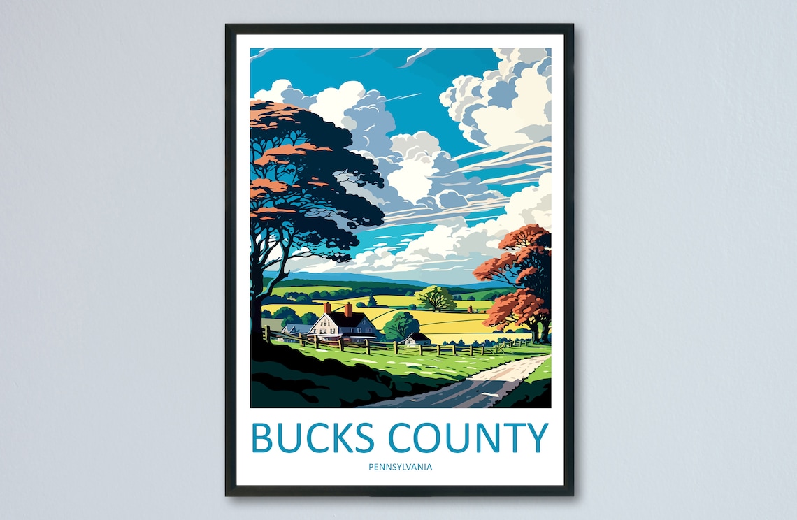 Bucks County Travel Poster, Pennsylvania Wall Art