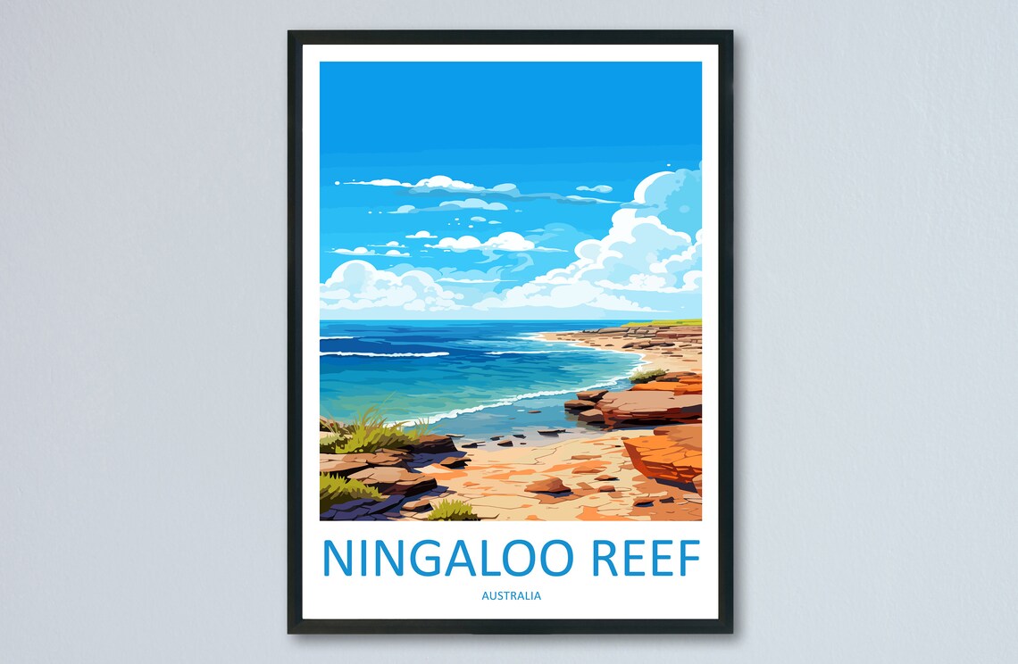 Ningaloo Reef Australia Rocky Red Beach Coastline Travel Poster