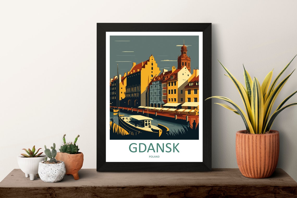 Gdansk Poland Harbor Riverside Old Town Baltic Dusk Travel Poster - Image 3