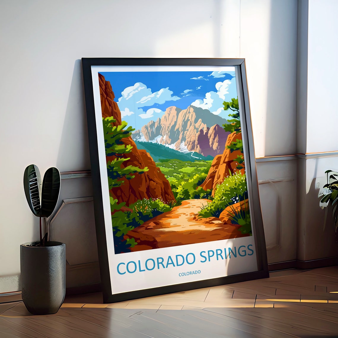 Colorado Springs Red Rock Canyon Trail Scenic Mountain Travel Poster - Image 2