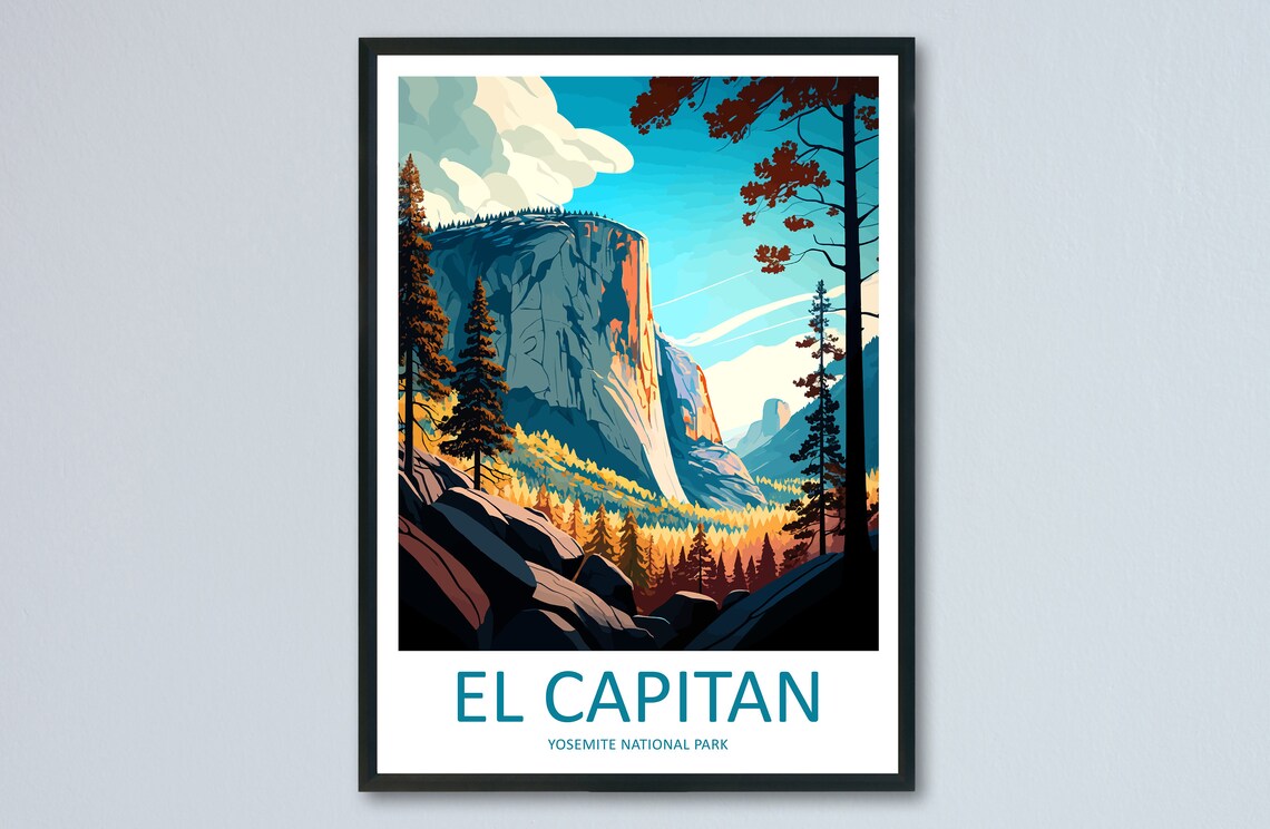 Yosemite El Capitan Travel Poster, California Landmark