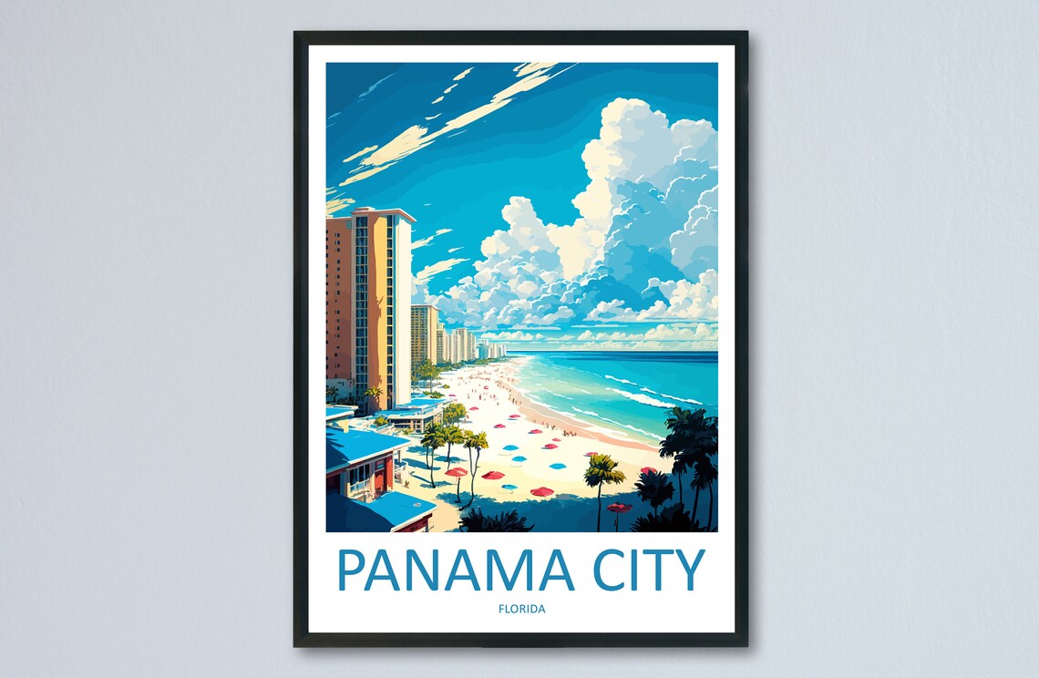 Panama City Travel Poster, Florida Wall Art