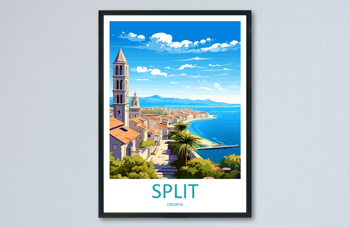 Split Croatia Travel Poster, Europe Wall Art Print