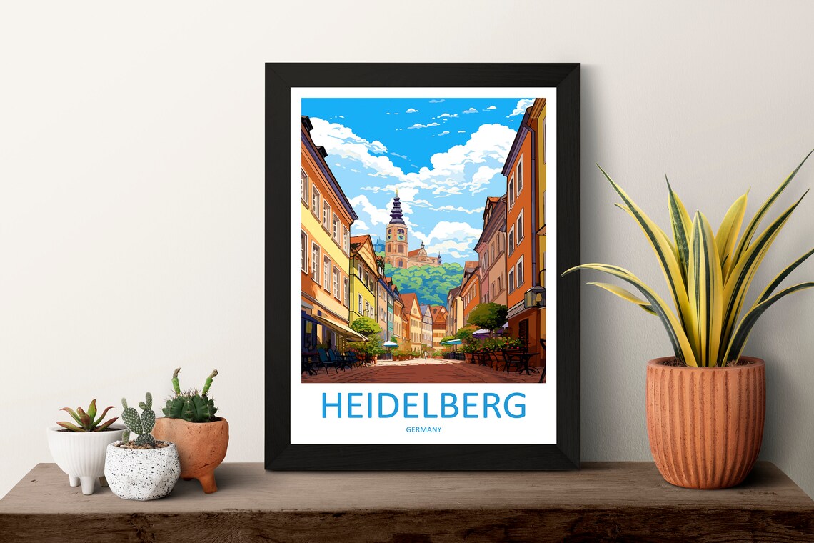 Heidelberg Cityscape Art Print, European Travel Poster - Image 3