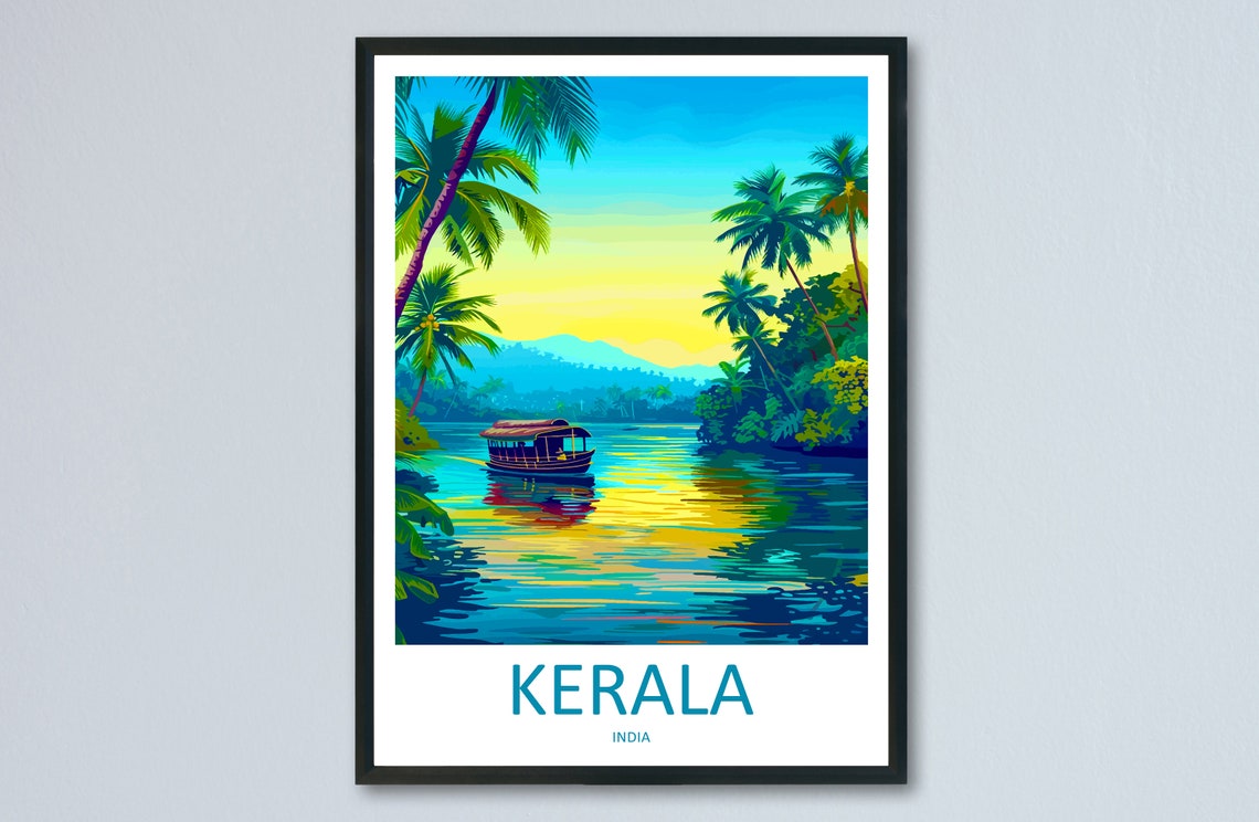 Kerala India Houseboat Backwater River Golden Sunset Cruise Poster