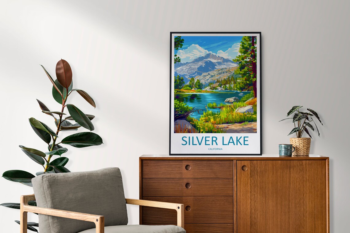 Silver Lake Travel Poster, California Wall Art - Image 2